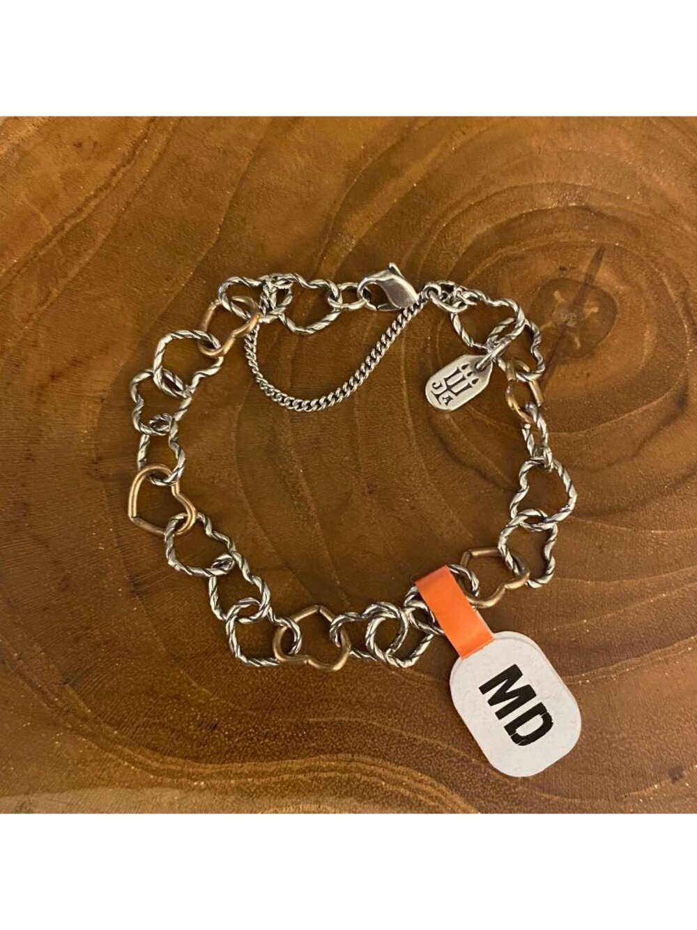 James Avery Twisted Wire Connected Hearts Charm Bracelet, Size M